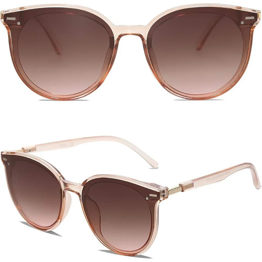 Women’s Vintage Round Sunglasses UV400 Protection Classic Large Frame Shades - Picture 3 of 5